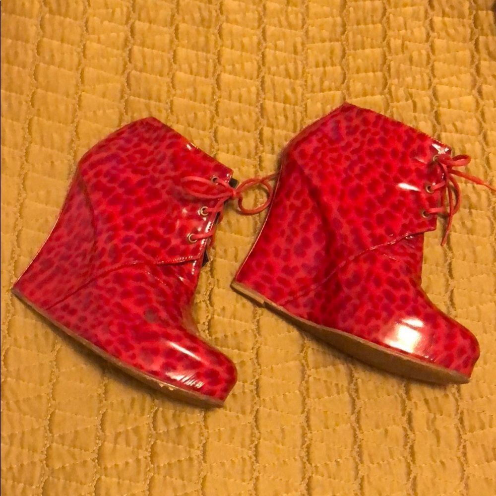 OPENING CEREMONY RARE RED LEOPARD PLATFORM BOOTIES